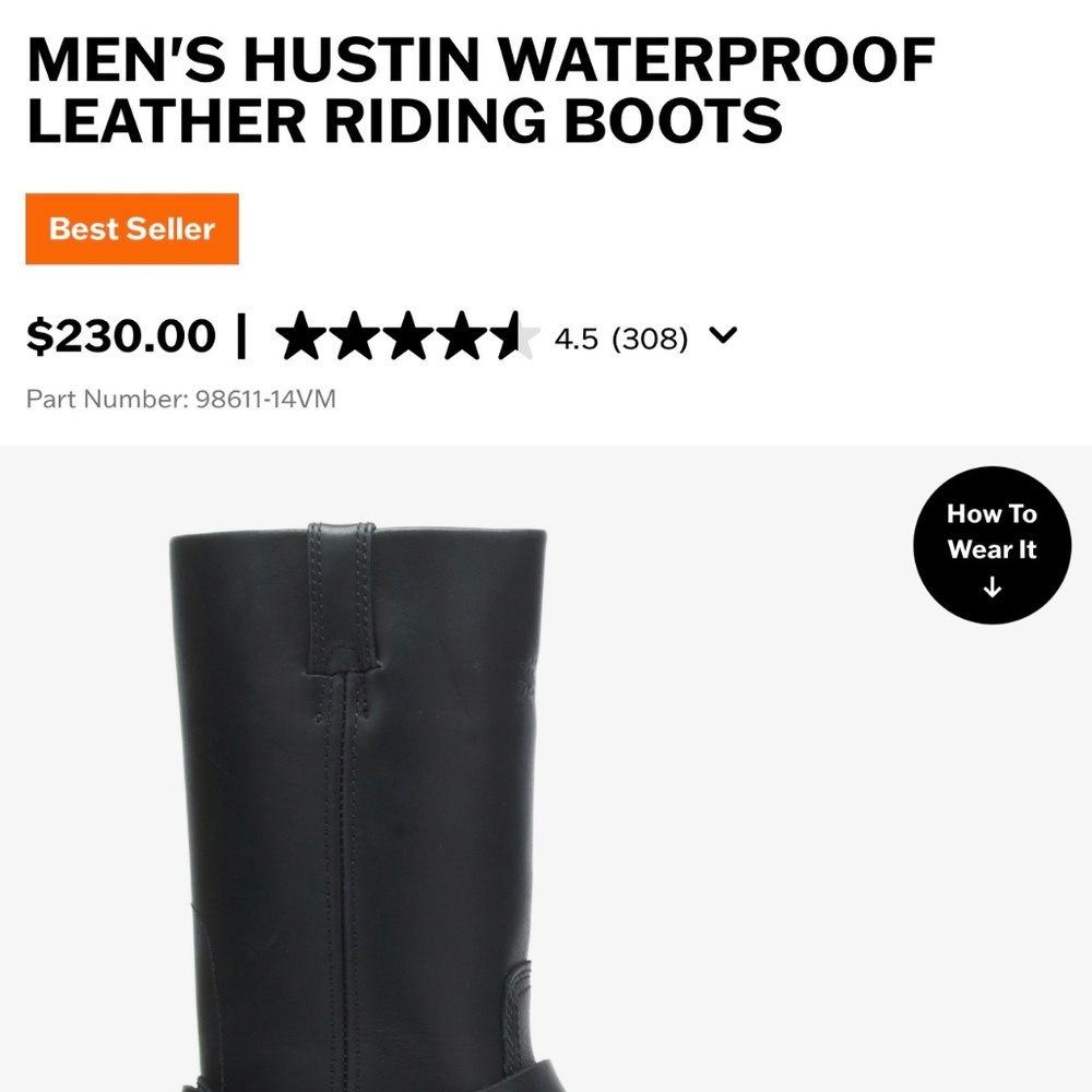 Harley  Davidson Hustin Waterproof Leather Riding Boots - Picture 4 of 4
